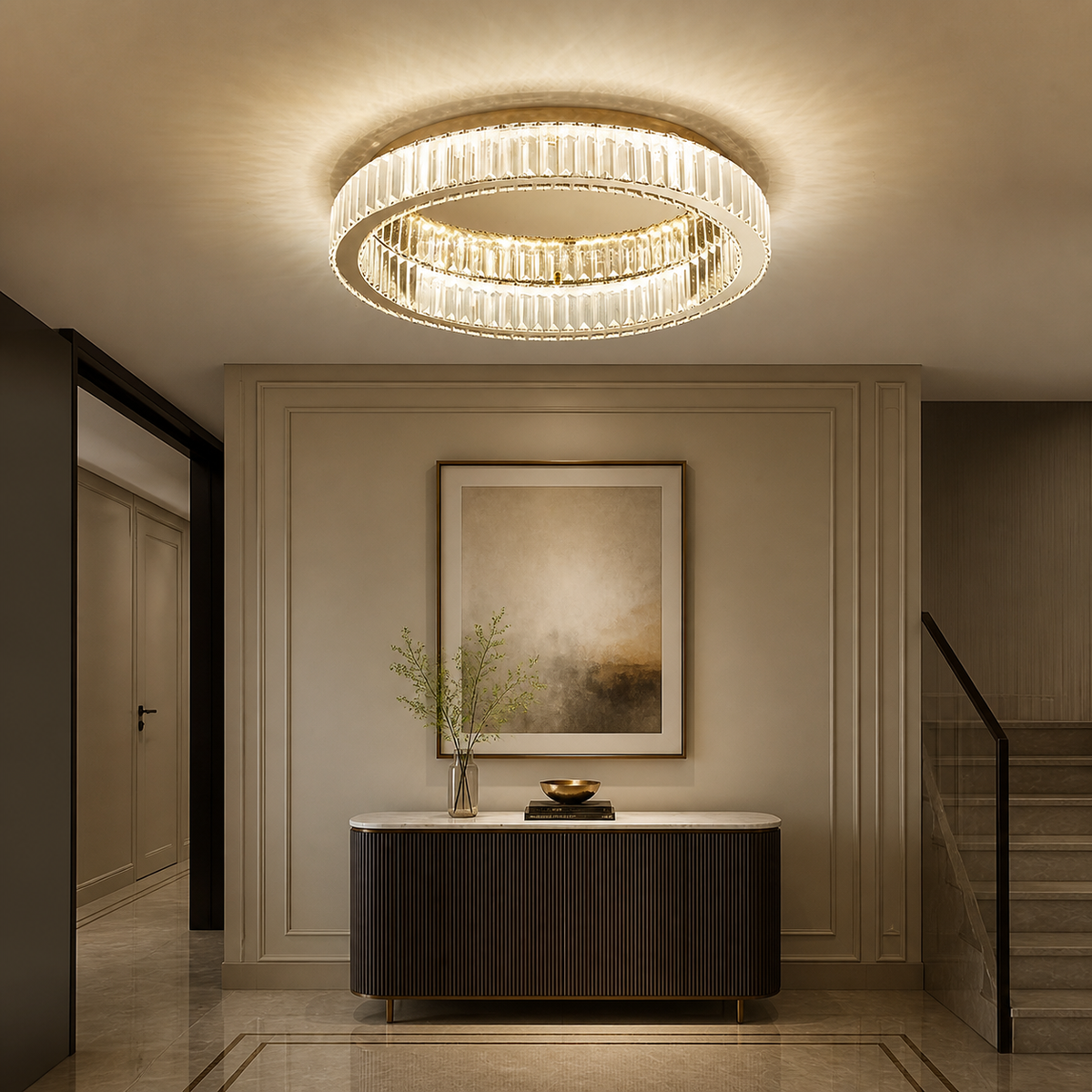 Modern Crystal Ring Ceiling Light