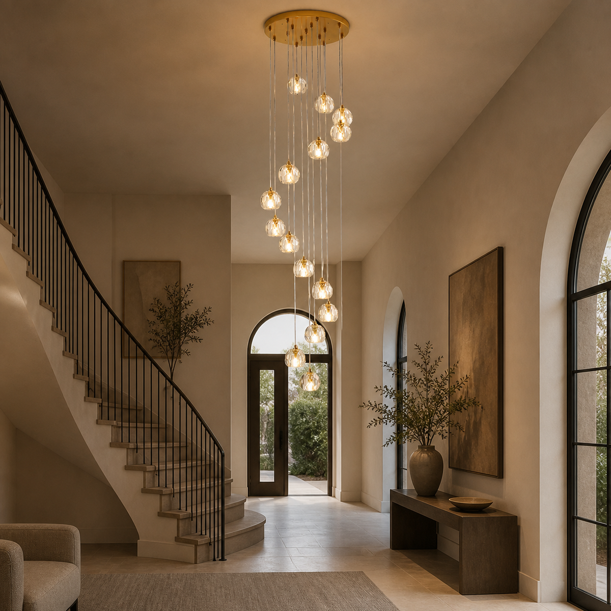 Modern Glass Cascade Chandelier