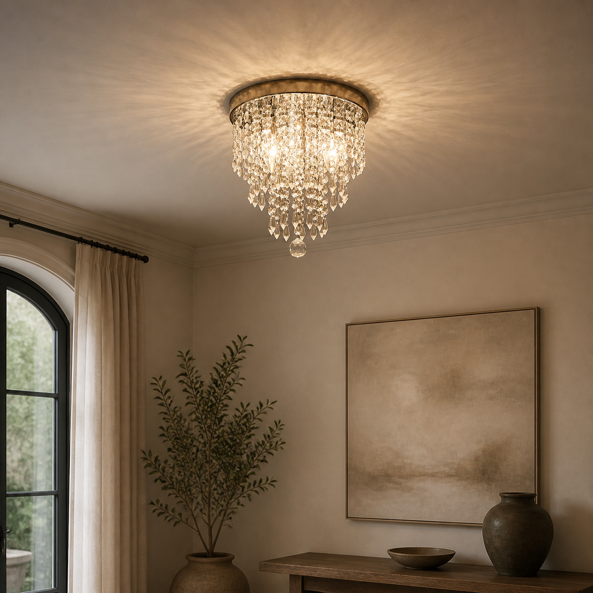 Glam Crystal Drum Ceiling Light