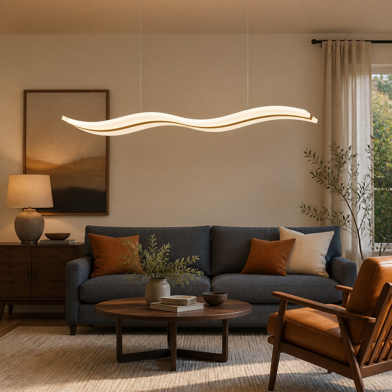 Modern Acrylic Wave Pendant Light