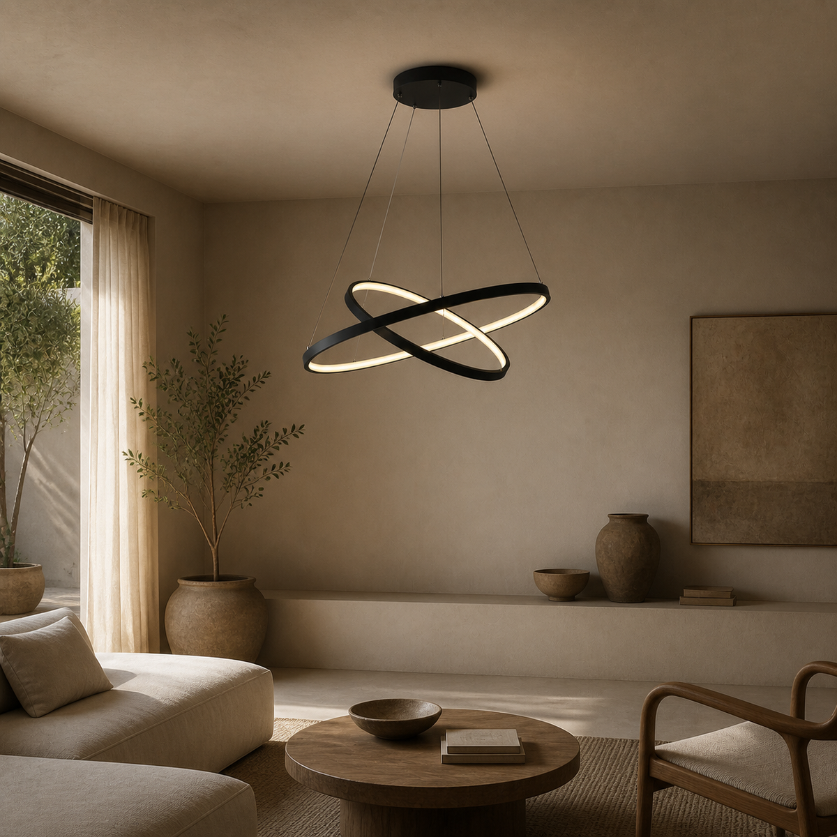 Modern Metal Ring Pendant Light