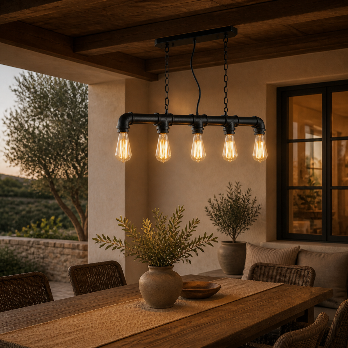 Industrial Metal Linear Pendant Light
