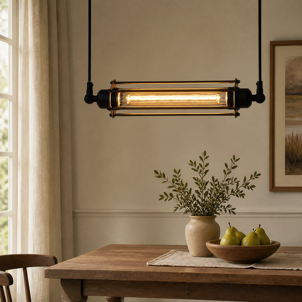 Industrial Metal Linear Pendant Light