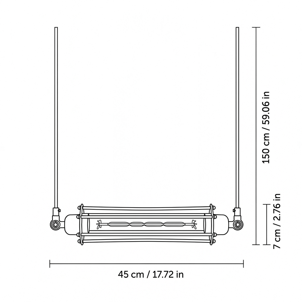 Industrialna liniowa lampa wisząca z metalu