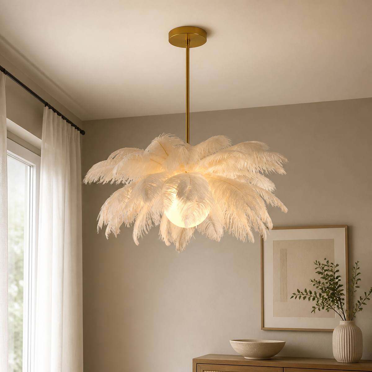 Glam Feather Feather Pendant Light