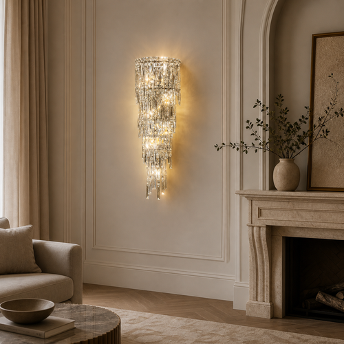 Applique Murale Cascade de Cristal Glamour