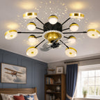 Modern Metal Sputnik Ceiling Fan Light