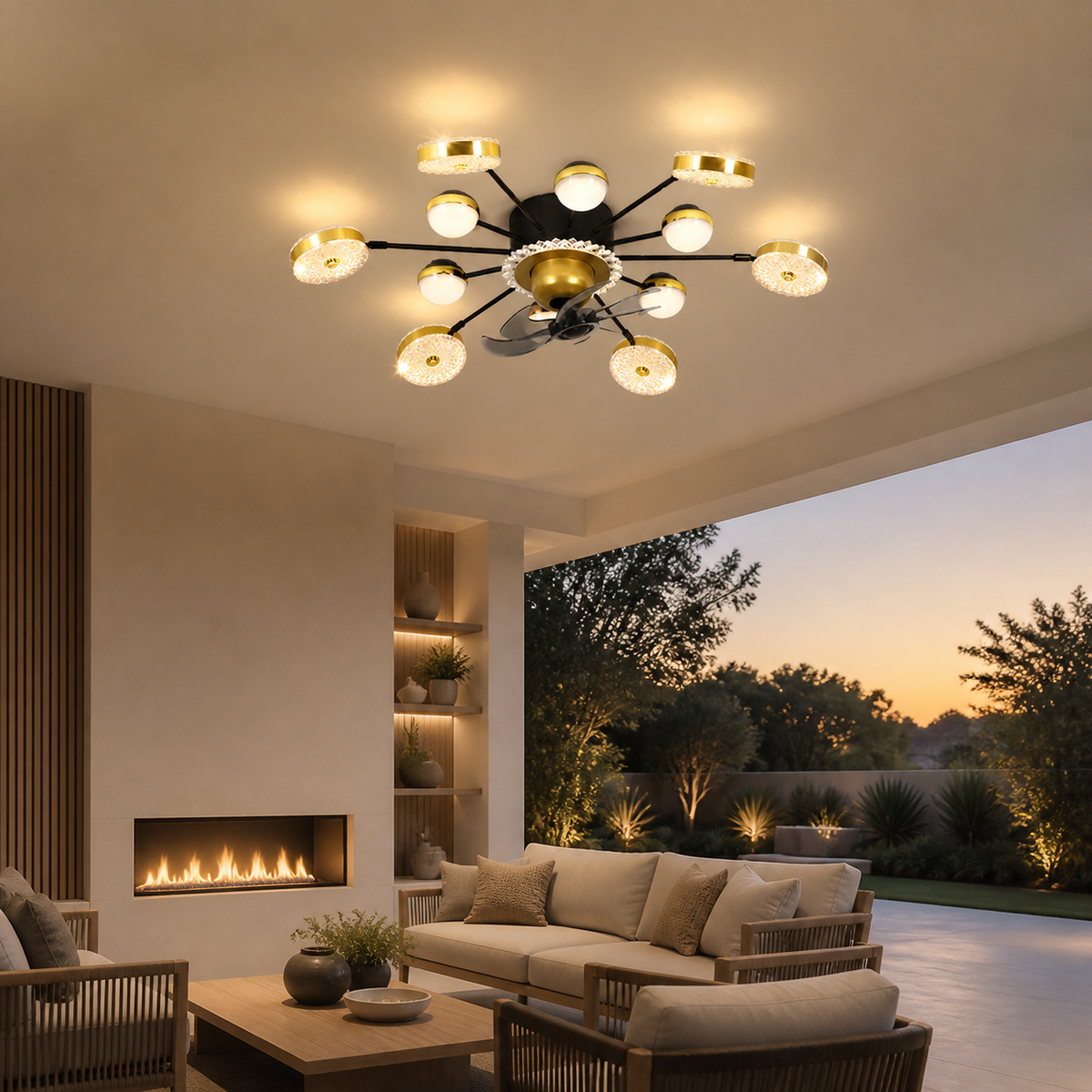 Modern Metal Sputnik Ceiling Fan Light