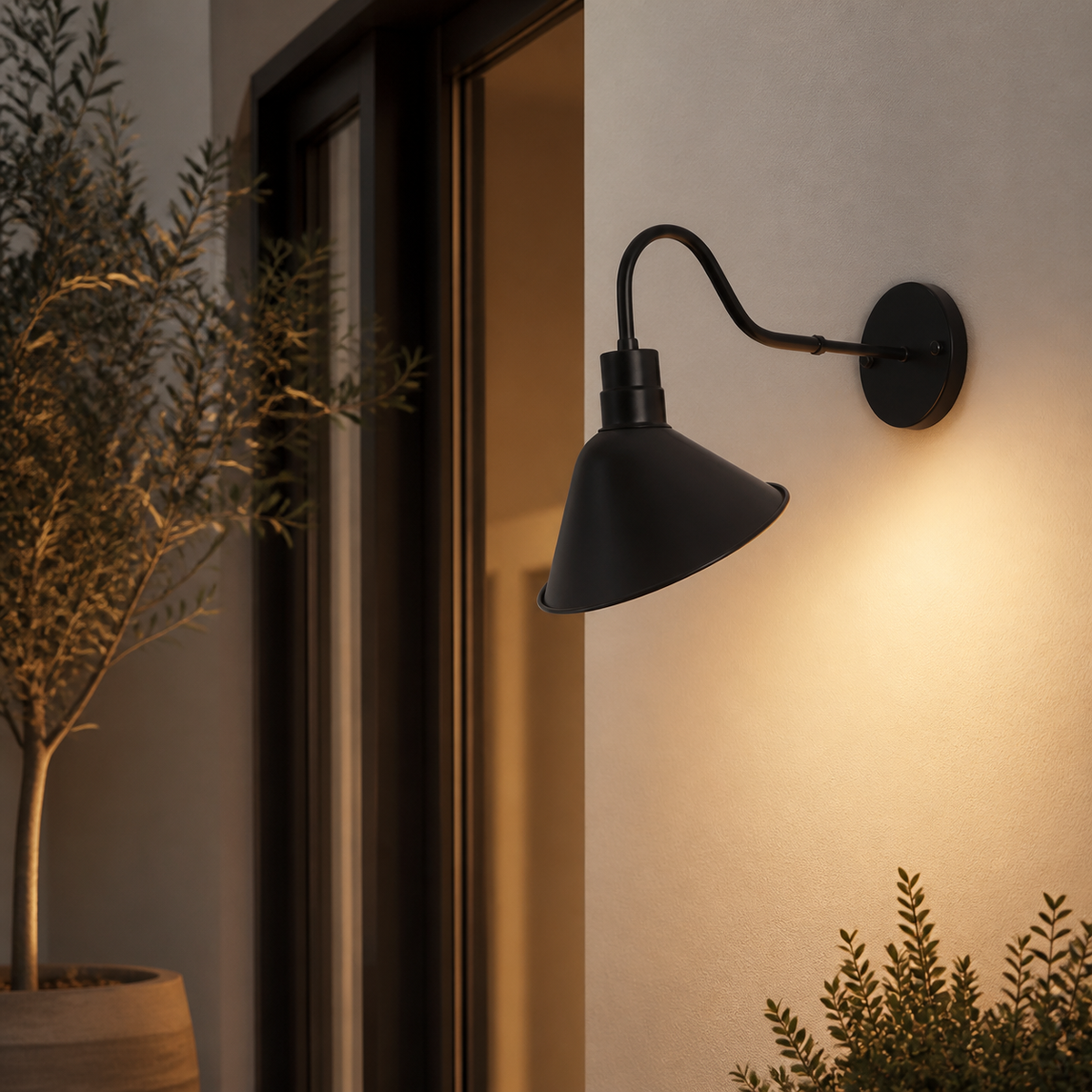 Industrial Metal Gooseneck Wall Light