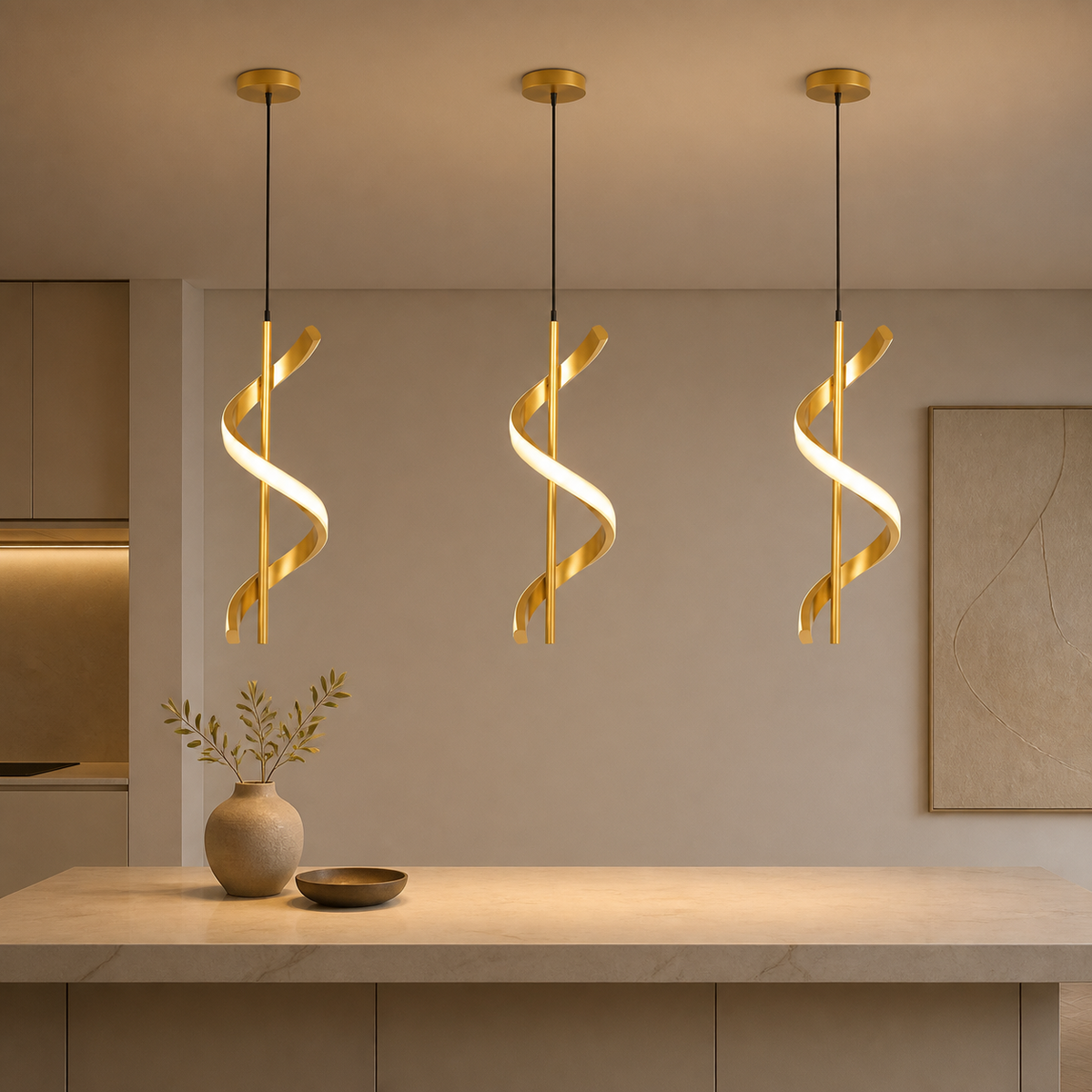 Modern Metal Spiral Pendant Light