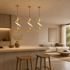 Moderne Metall-Pendelleuchte in Spiralform