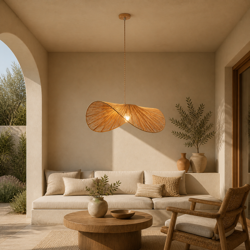 Boho Rattan Leaf Pendant Light