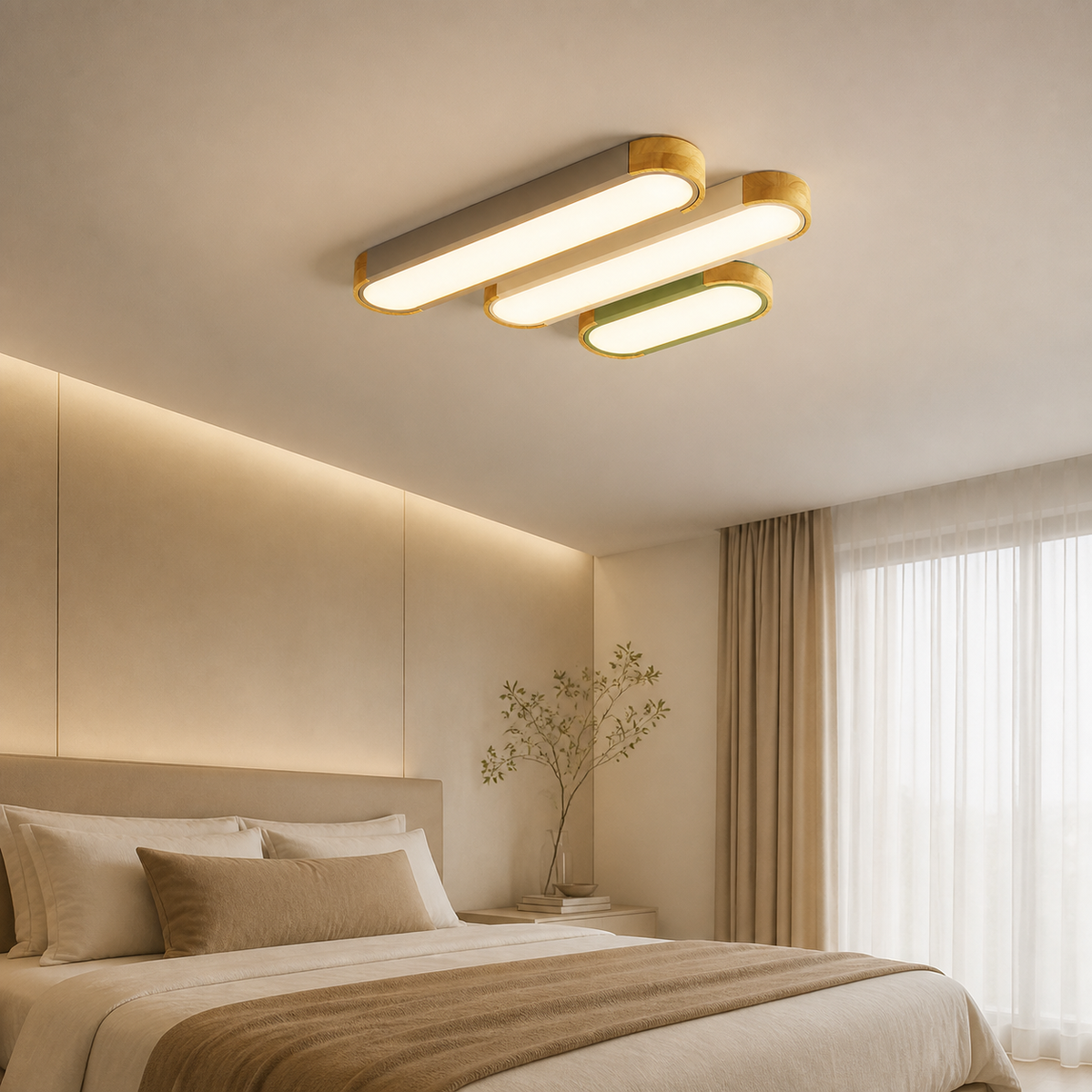 Modern Wood Linear Ceiling Light