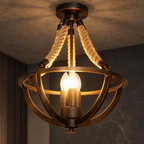 Vintage Metal Globe-Cage Pendant Light