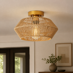 Boho Rattan Drum Ceiling Light