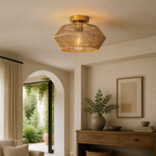 Boho Rattan Drum Ceiling Light
