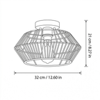 Boho Rattan Drum Ceiling Light