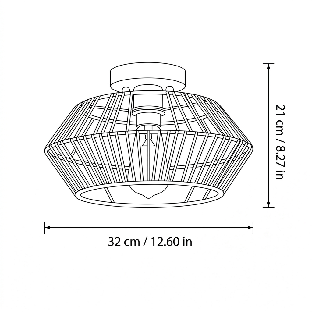 Boho Rattan Drum Ceiling Light