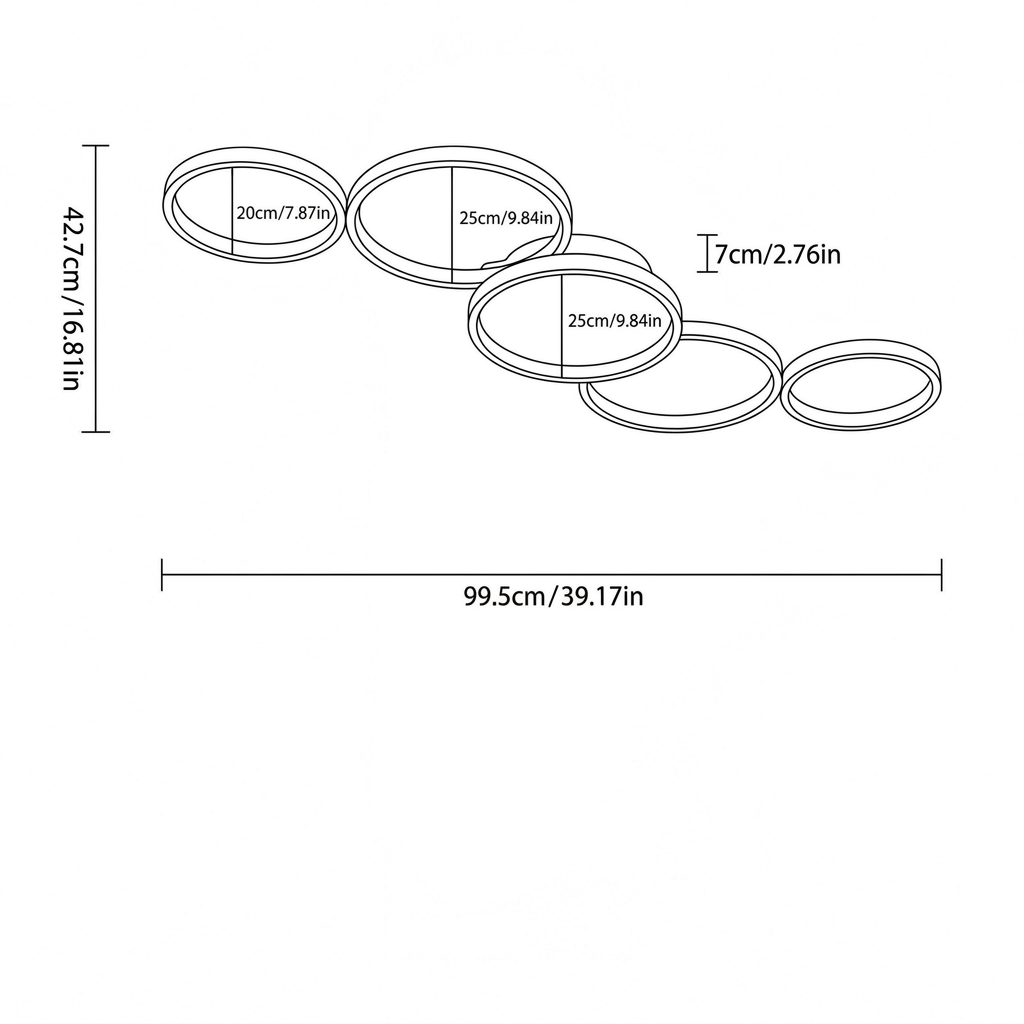 Deckenleuchte im modernen Metallring-Cluster-Design