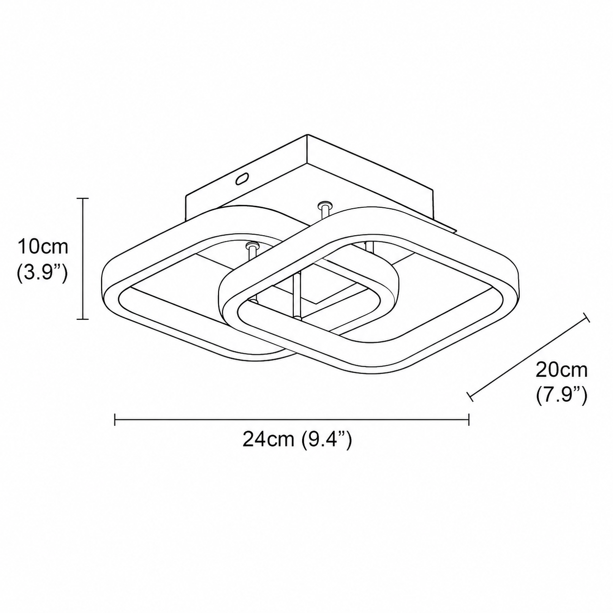 Modern Metal Double-Square Ceiling Light