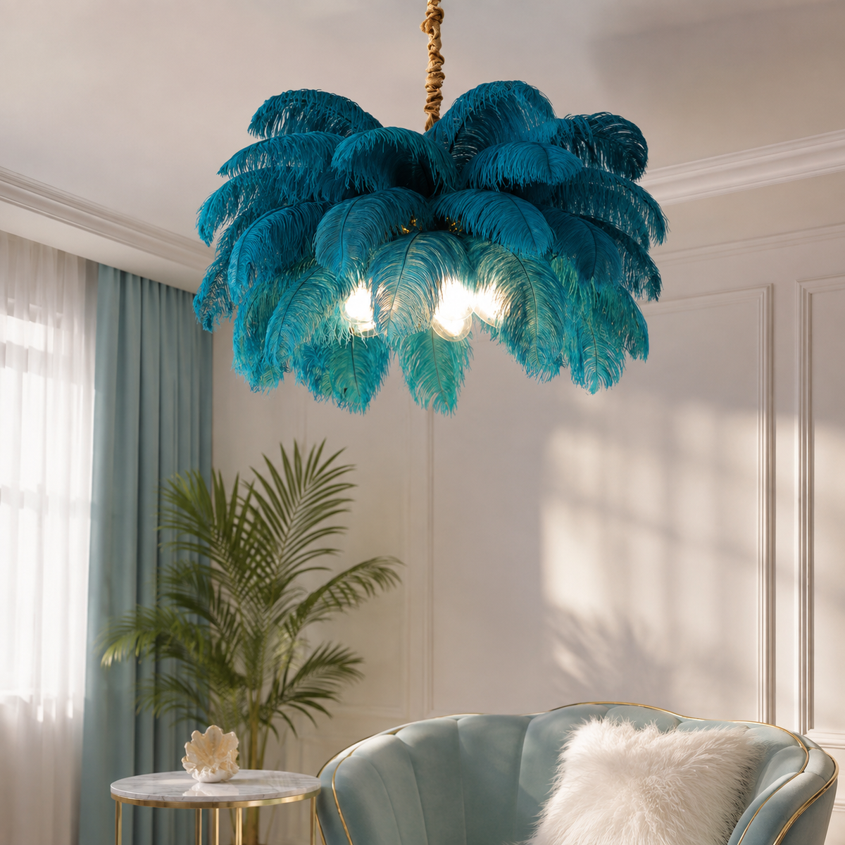 Glam Feather Feather Pendant Light