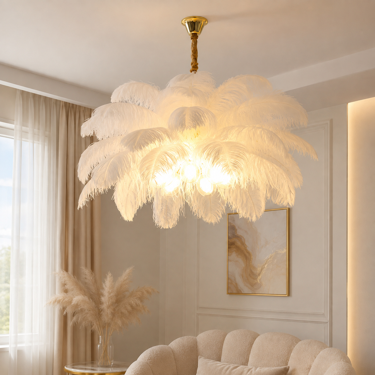 Glam Feather Feather Pendant Light