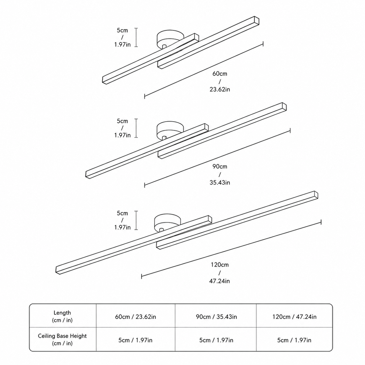 Modern Metal Linear Ceiling Light