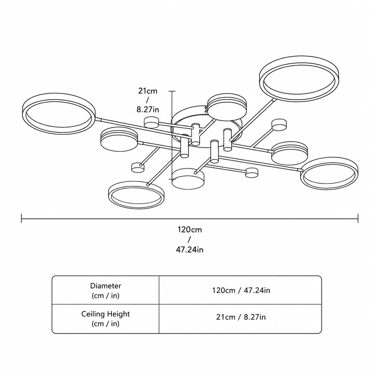 Modern Acrylic Ring-Branch Ceiling Light