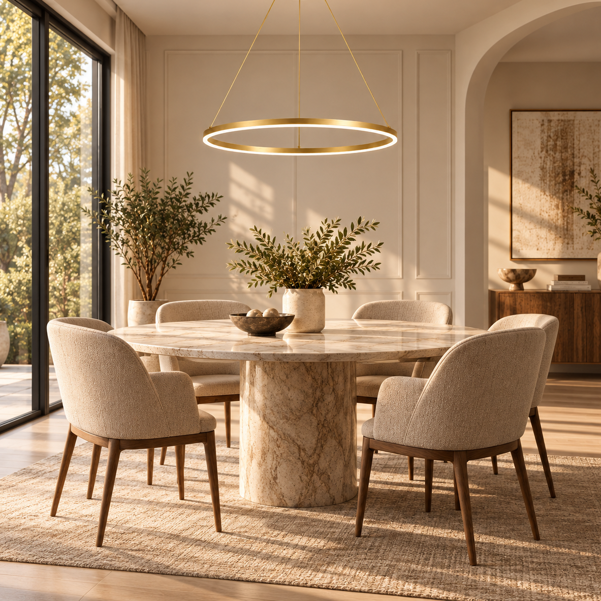 Modern Metal Ring Pendant Light
