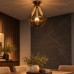 Vintage Metal Globe-Cage Pendant Light
