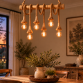 Rustic Hemp Rope Linear Pendant Light