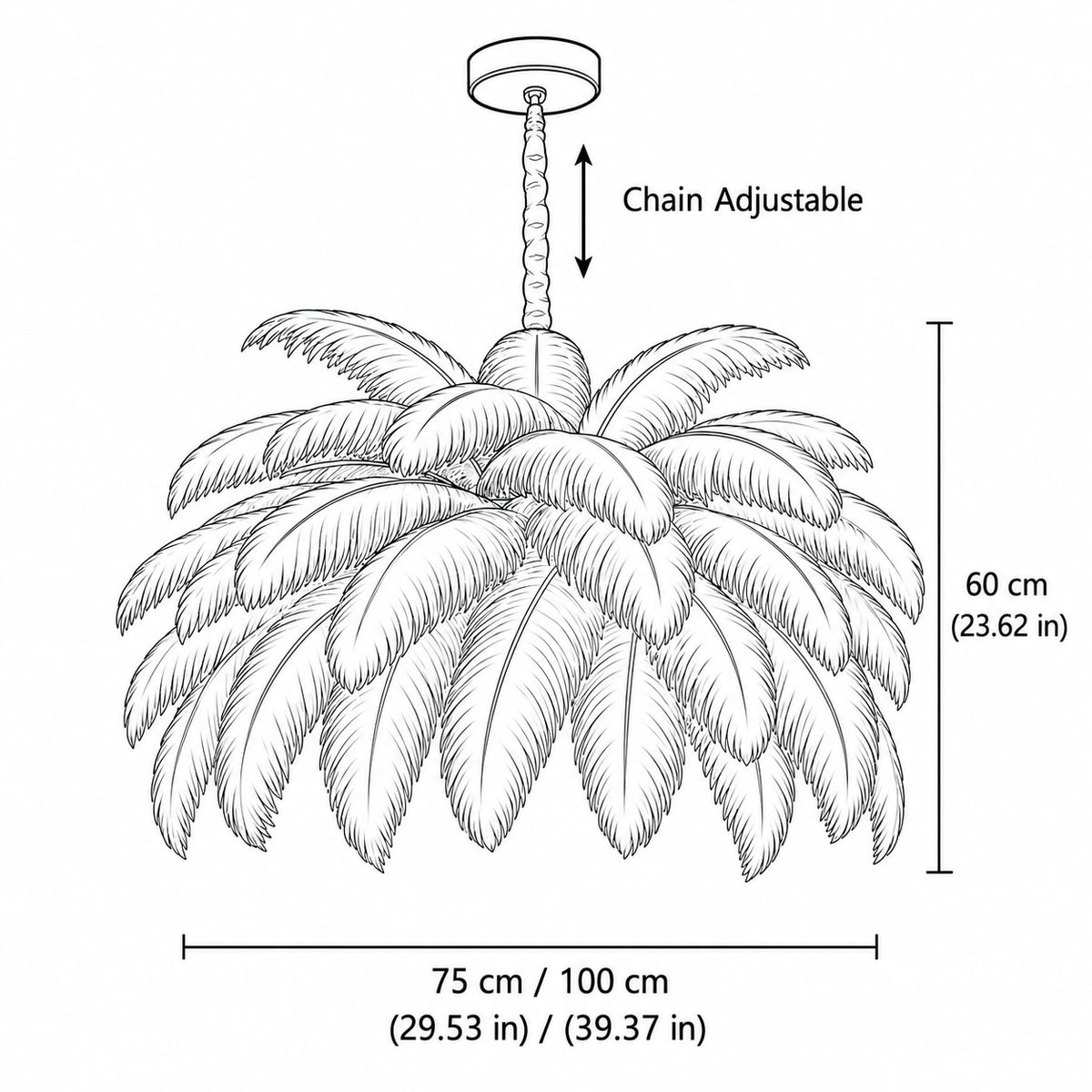 Glam Feather Feather Pendant Light