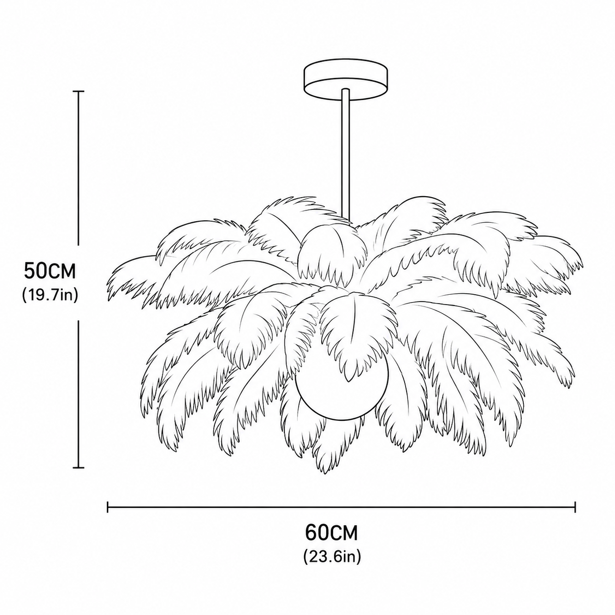 Glam Feather Feather Pendant Light