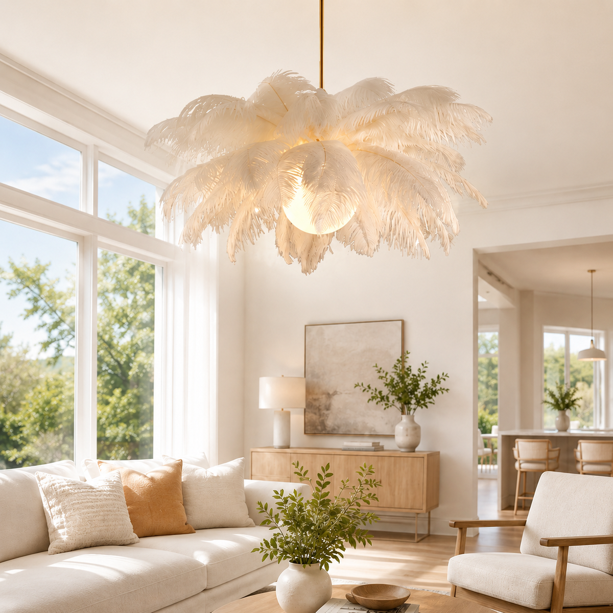 Glam Feather Feather Pendant Light