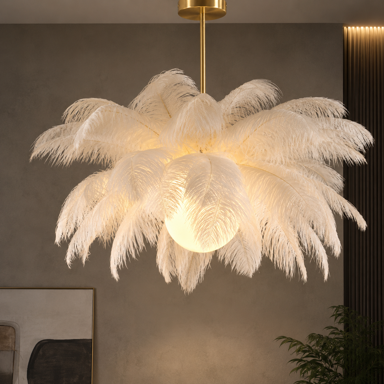 Glam Feather Feather Pendant Light