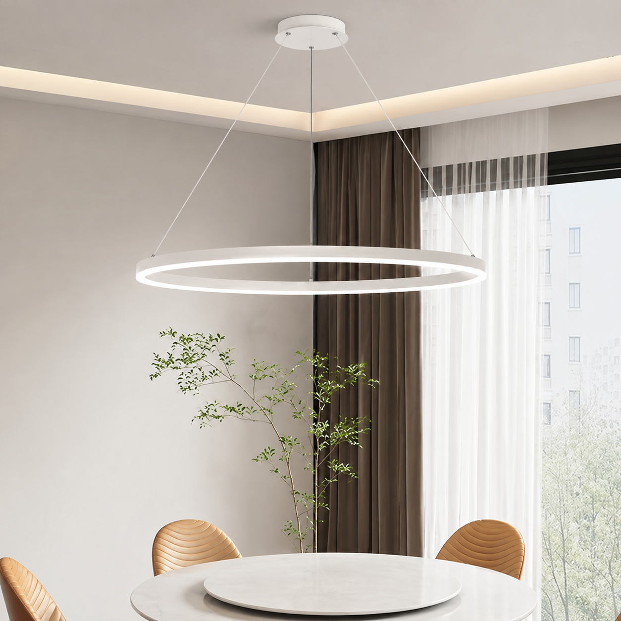 Modern Metal Ring Pendant Light