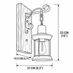 Industriële houten lantaarnwandlamp