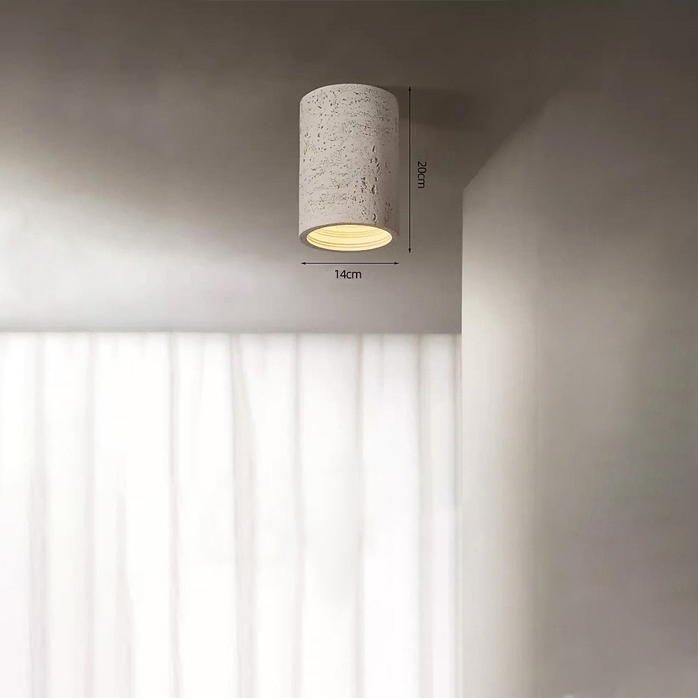 Wabi-Sabi Travertine Cylinder Ceiling Light