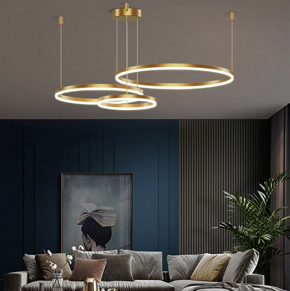 Modern Metal Ring-Cluster Pendant Light