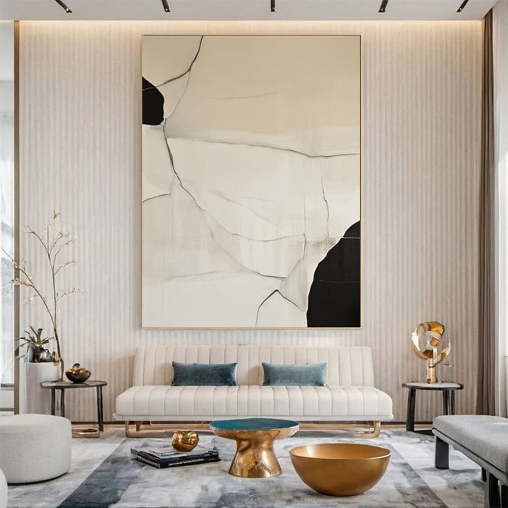 Black and Beige Organic Abstract Painting