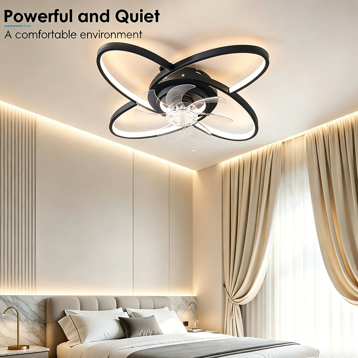 Modern Metal Ring-Fan Ceiling Fan Light