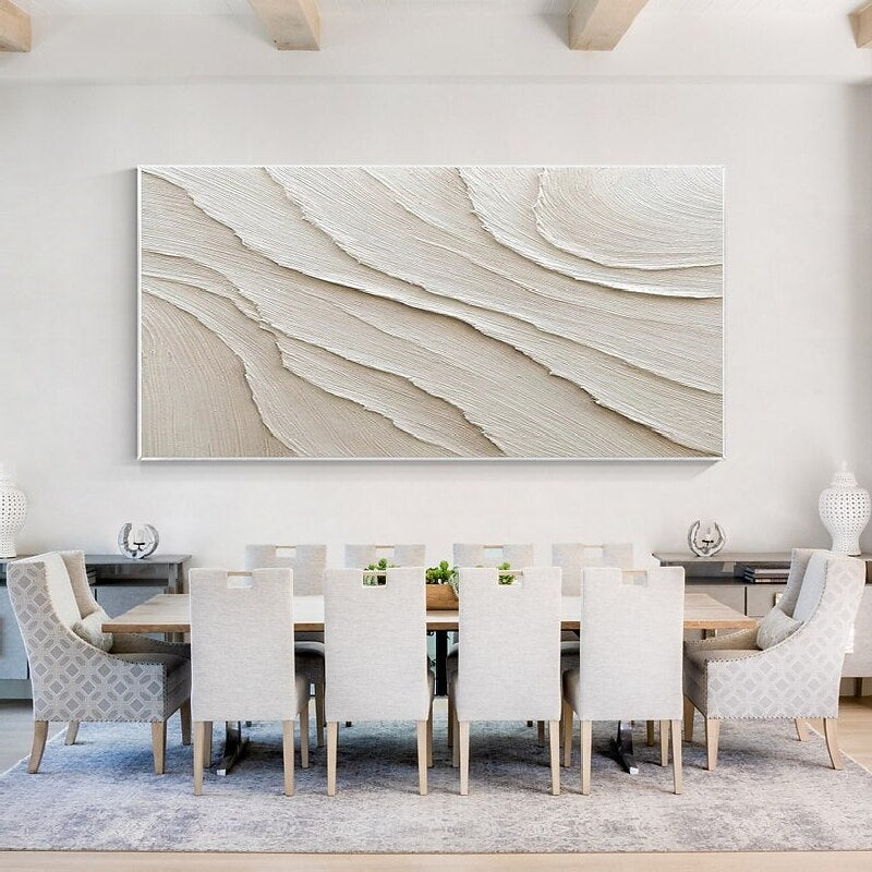 White Layered Wave Abstract Painting
