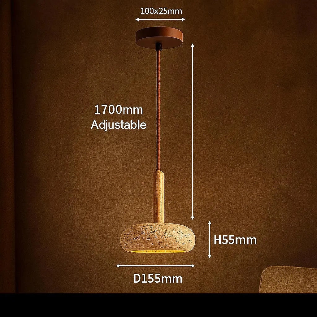Wabi-Sabi Travertine Disc Pendant Light