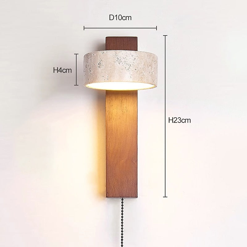 Wabi-Sabi Travertine Shield Wall Light