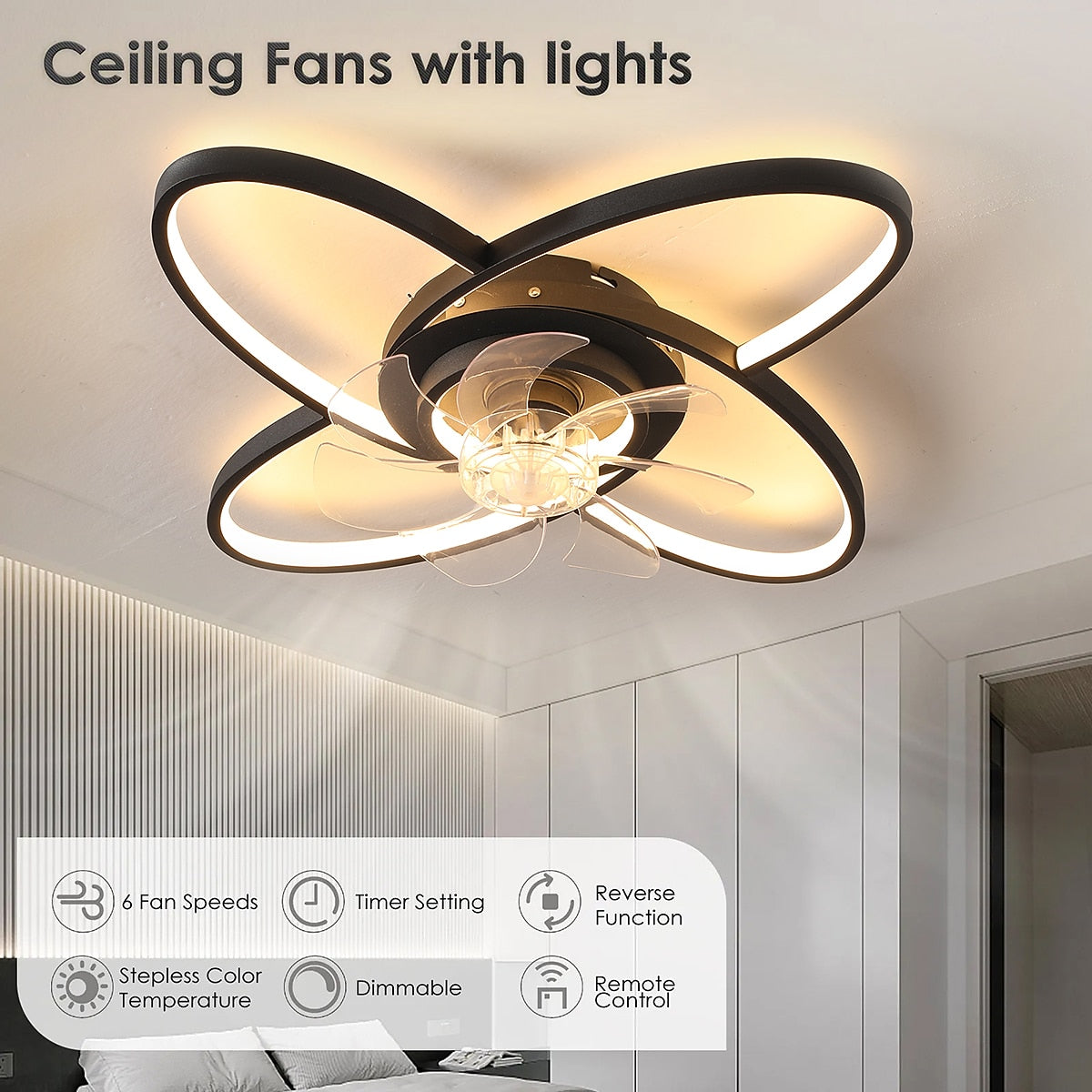 Modern Metal Ring-Fan Ceiling Fan Light