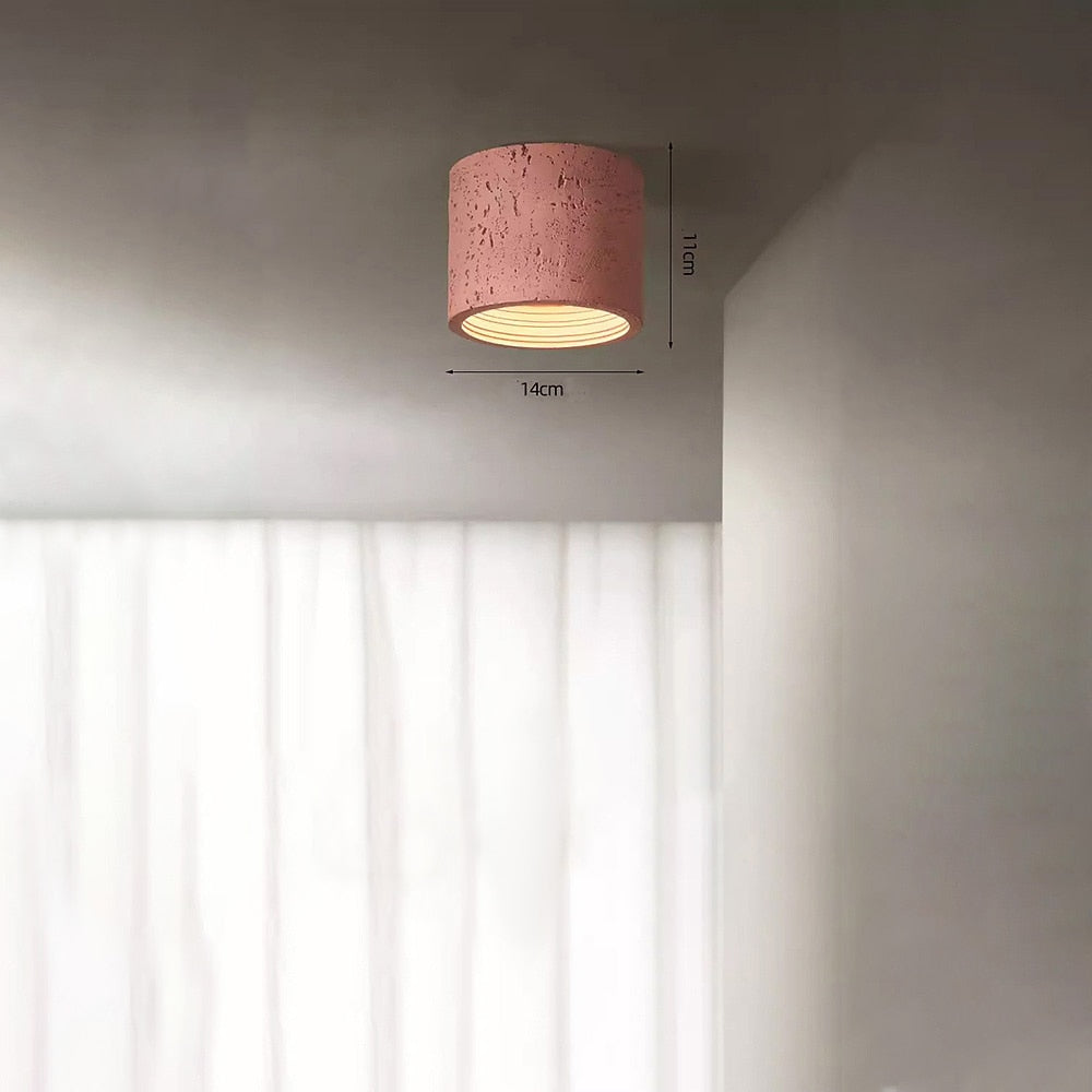 Wabi-Sabi Travertine Cylinder Ceiling Light