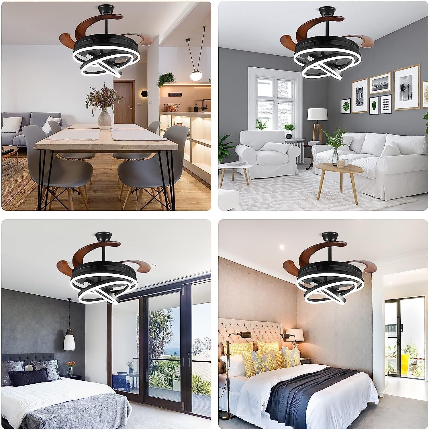 Modern Metal Ring-Fan Ceiling Fan Light