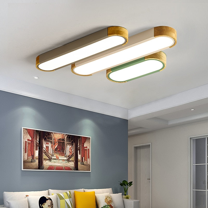 Modern Wood Linear Ceiling Light