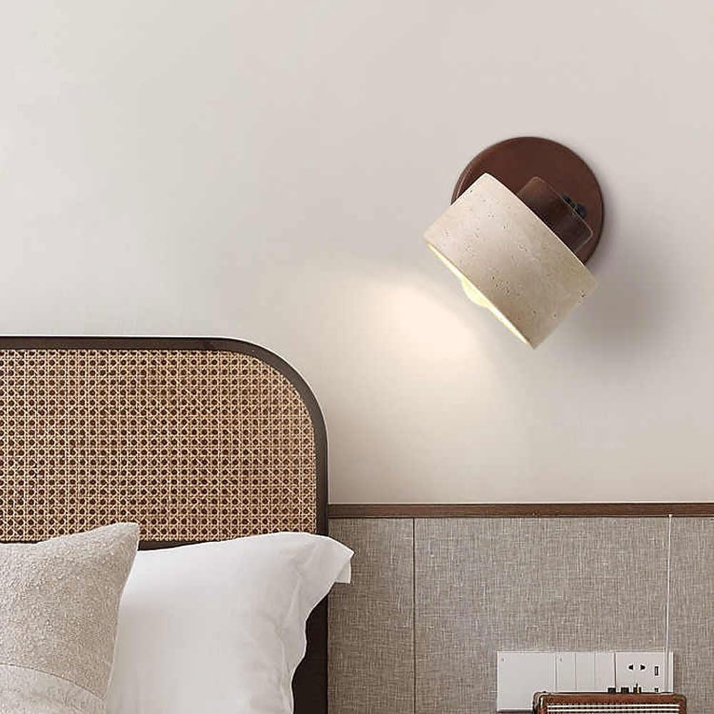 Wabi-Sabi Travertine Cylinder Wall Light