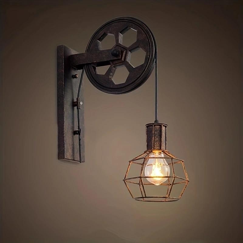 Industrial Metal Pulley-Lantern Wall Light